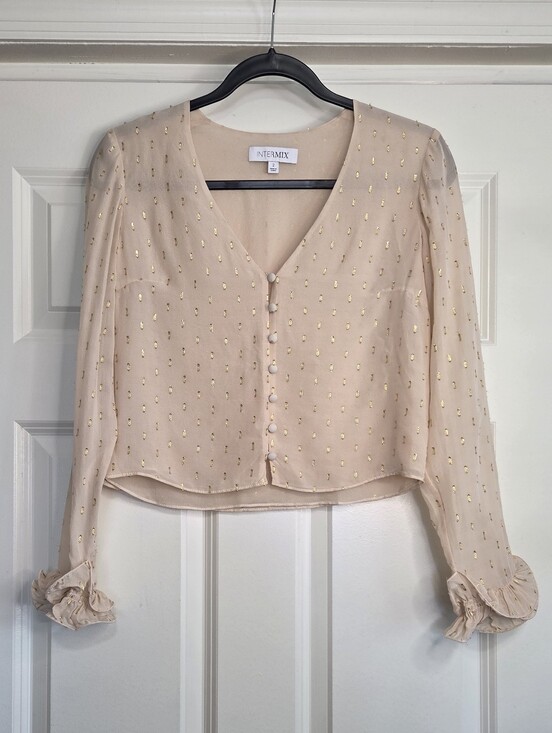 INTERMIX Tops - Intermix Georgette Livia Blush Silk Romantic Coquette Blouse - Size 2